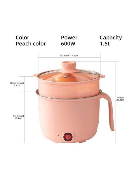 AAYUSHYAMENTERPRISE Electric Multifunction Cooking Pot 1.5 Litre Multi-Purpose Cooker Air Fryer, Deep Fryer, Egg Boiler, Food Steamer, Rice Cooker, Slow Cooker, Travel Cooker