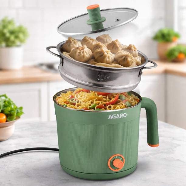 AGARO Regency Multi Cook Kettle With Steamer, Double Layered Body, Boiling, Steaming Multi Cooker Electric Kettle
