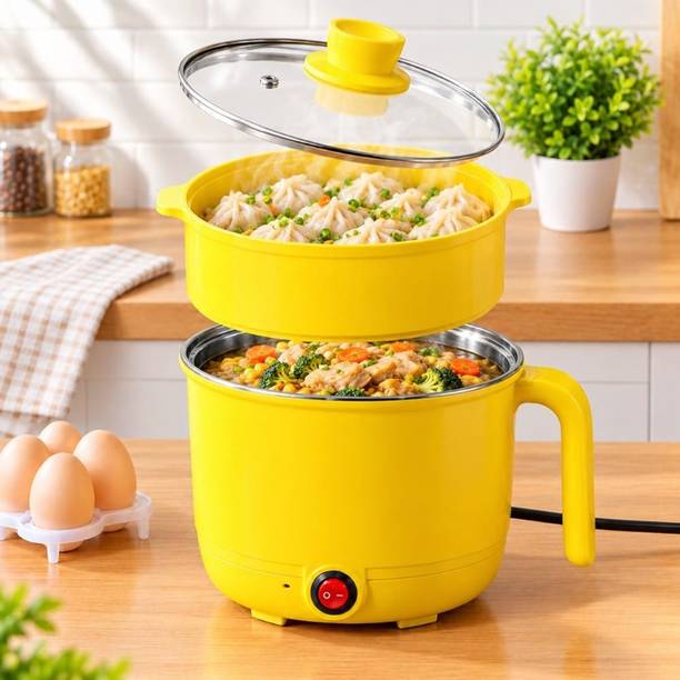 DailyFinds 1.8 L Electric Multi Cooker with Steamer Tray, Glass Lid & Easy Carry Handle Egg Boiler, Electric Pressure Cooker, Food Steamer, Rice Cooker, Travel Cooker