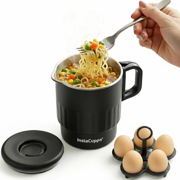 InstaCuppa Portable MultiKettle | Auto Shut-Off | Foldable handle | Travel & Home Cooking Multi Cooker Electric Kettle