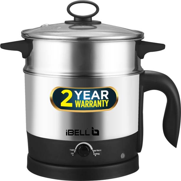 iBELL MPK12M Premium Multi Purpose Kettle, 600W Cooker with Inner Pot, Stainless Steel Electric Kettle
