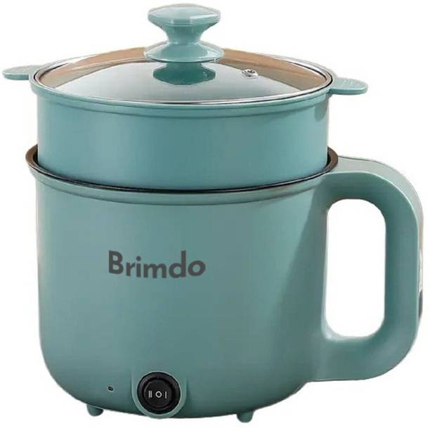 Brimdo 3-In-1 Multi Cooker 600W Non Stick Cooking Pot Steamer Noodles Pasta Momos Rice Cooker, Travel Cooker, Egg Cooker, Air Fryer, Deep Fryer, Food Steamer, Egg Boiler