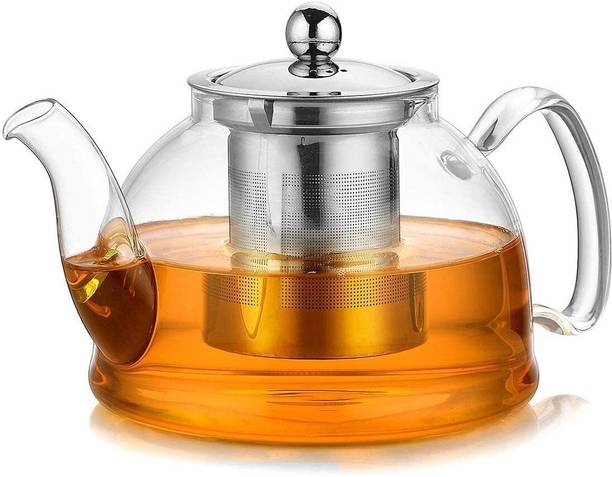 InstaCuppa Borosilicate Glass Teapot with Removable SteelInfuser for Infusing Blooming Teas Beverage Maker
