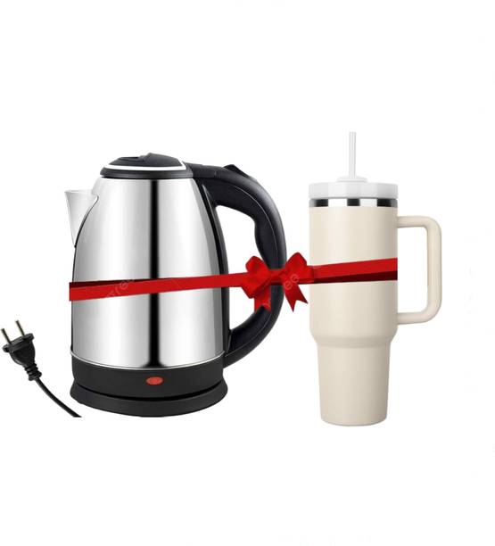 Owqust Stainless Steel Tumbler with , Lid & Straw(1200 ml ) with Stainless Steel Electric Kettle