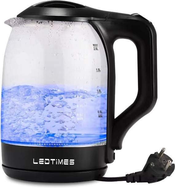 LED TIMES Stylish Glass Body Electric Kettle | Quick Boil Water, Tea & Coffee Maker Beverage Maker