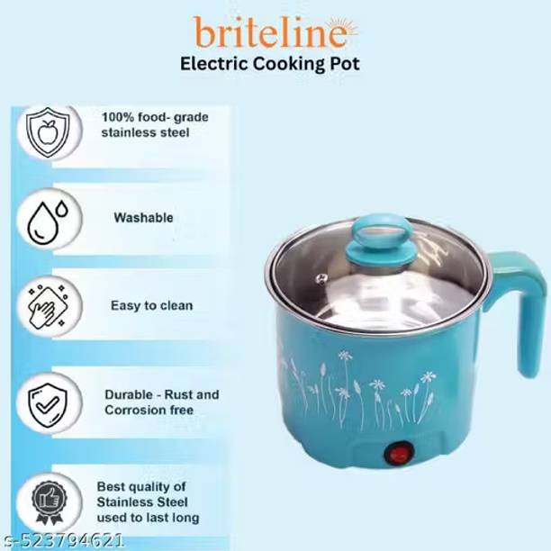 HEM SELLES Electric Multifunction Cooking Pot 1.5 Litre Multi-Purpose Cooker Rice Cooker, Egg Roll Maker, Electric Pressure Cooker, Food Steamer, Travel Cooker