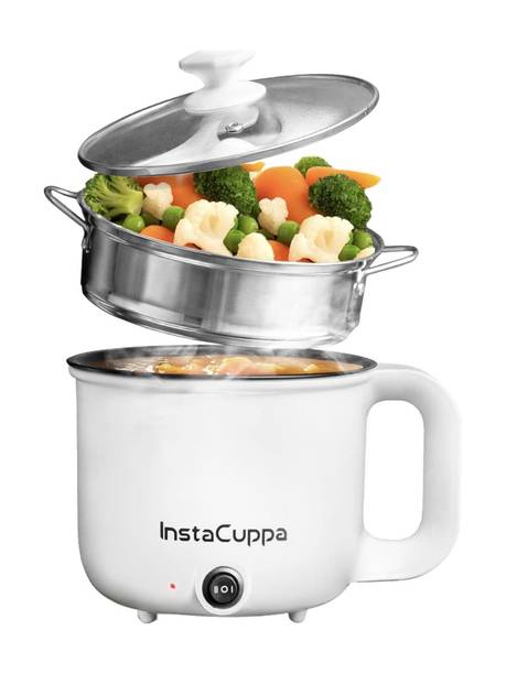 InstaCuppa 3-in-1 Multi Cook Kettle with Steamer | Non-Stick Inner Pot | 600 Watts Multi Cooker Electric Kettle