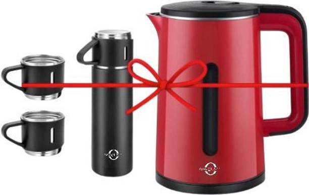 Owqust Vacuum Flask Set with Premium Electric Kettle Beverage Maker