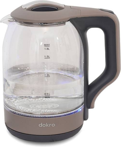 dokro 1.8L Electric Glass Kettle (1350W) | Borosilicate Glass, Auto shutoff | Premium Electric Kettle