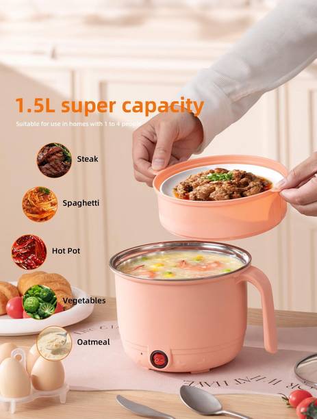 WeProve Multipurpose Electric Kettle 1.5 Litter Steel Electric Pot with Steamer Noodles Multi Cooker Electric Kettle