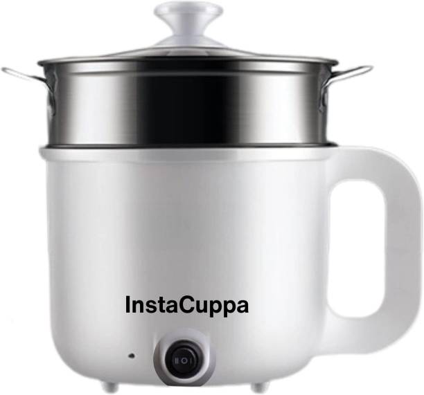 InstaCuppa 3-in-1 Cook Kettle WideMouth Pot, 2 Temp Settings -Busy Moms: Boil, Cook & Steam Multi Cooker Electric Kettle
