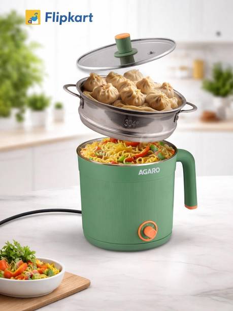 AGARO Regency Multi Cook Kettle With Steamer, Double Layered Body, green Multi Cooker Electric Kettle