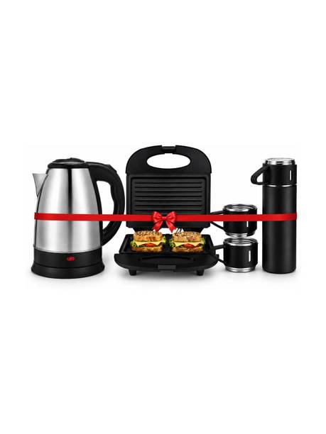 Owqust Electric Kettle (2.0L) & 750W Sandwich Griller Beverage Maker