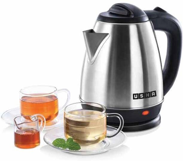USHA 1.5 Litres Electric Kettle| 1200W | Silver - Black| Automatic Cut-off Electric Kettle