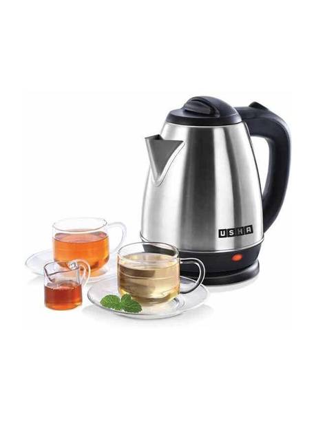 USHA 1.5 Litres Electric Kettle| 1200W | Silver - Black| Automatic Cut-off Electric Kettle