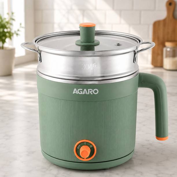 AGARO Regency Multi Cook Kettle With Steamer, Double Layered Body, 33874 Multi Cooker Electric Kettle