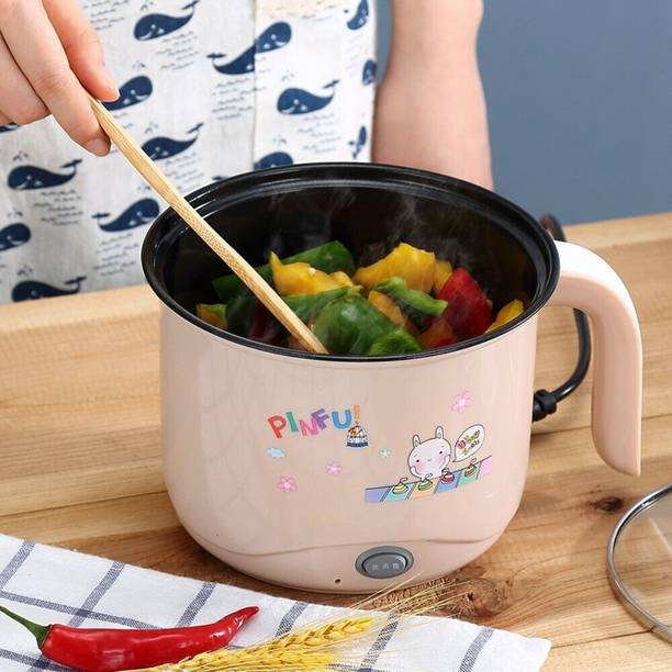 GAMADIYN BAZAAR Multiifunction Mini Hot Non-Stick Cooker with Glass Lid Base Concealed Cooking Rice Cooker, Travel Cooker, Egg Cooker, Egg Boiler, Food Steamer, Slow Cooker