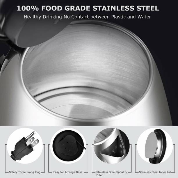 DN BROTHERS Cordless Electric Kettle (2, Silver) Electric Kettle