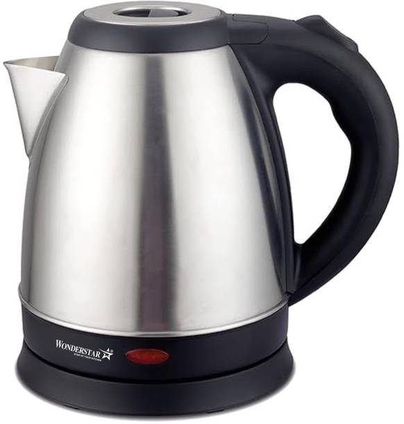 Wonder Star Electric Kettle, 1.8 Litre, Stainless Steel, Cordless Design, Black Handle Electric Kettle