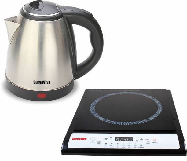 SURYAVIVA Kettle 1.5 Ltr. Combo Push Induction Cooktop Electric Kettle