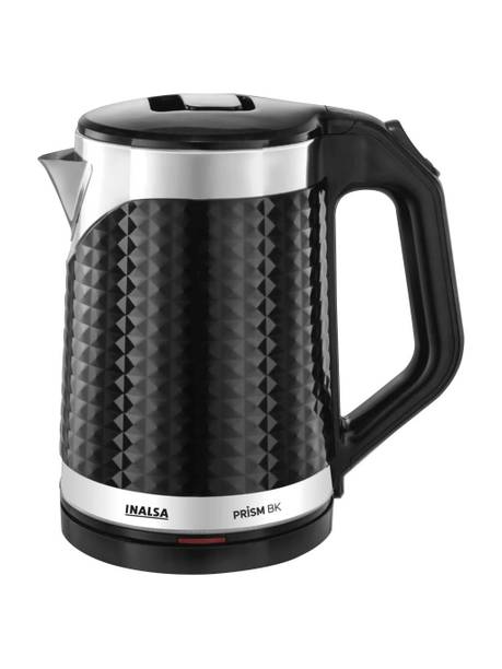 Inalsa Prism BK Double Wall| 1500W |Diamond Cut Design |Stainless Steel Inner Body Electric Kettle