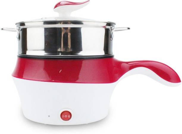 Anadaya Enterprise Multipurpose Electric Cooker with Glass Lid, Non-Stick Pan & Long Handle Food Steamer, Rice Cooker, Travel Cooker, Egg Boiler