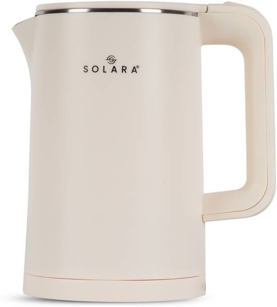 Solara Premium Stainless Steel Electric Kettle 1.8L, Cool Touch Handle, Auto Shut-Off, Electric Kettle 1.8 L, Ivory White