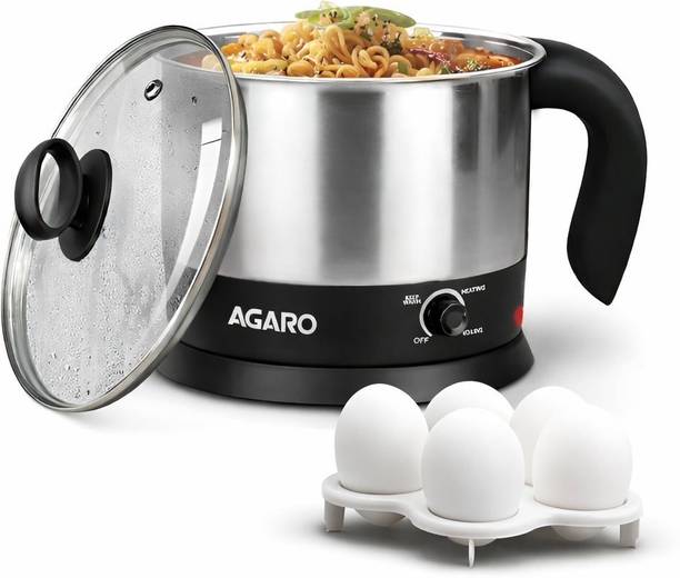 AGARO Esteem Multi Kettle Stainless Steel Body, Egg Rack, Grill Rack, 3 Heating Modes Electric Kettle
