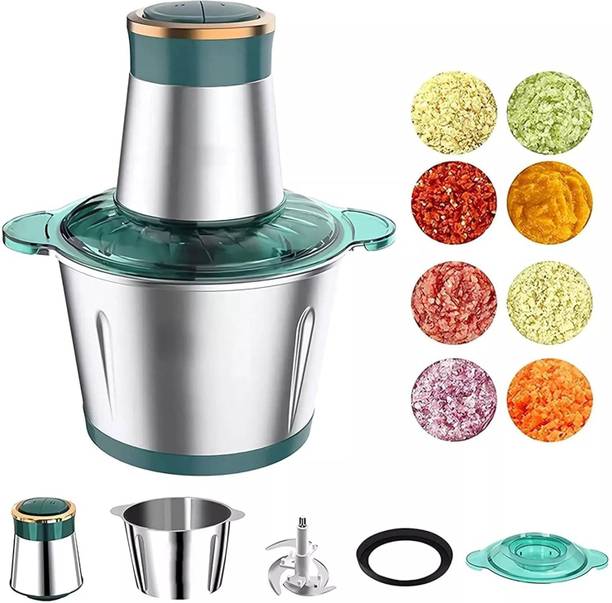 parspar 2L Stainless Steel Fully Automatic Meat Grinder, 2 Speed Control Electric Meat Grinder