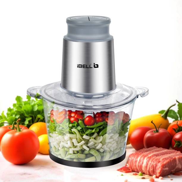 iBELL MT200GM Meat Mincer,700W, 2 Litre Glass Bowl, 4 SS Blades, Multi Purpose Chopper Electric Meat Grinder