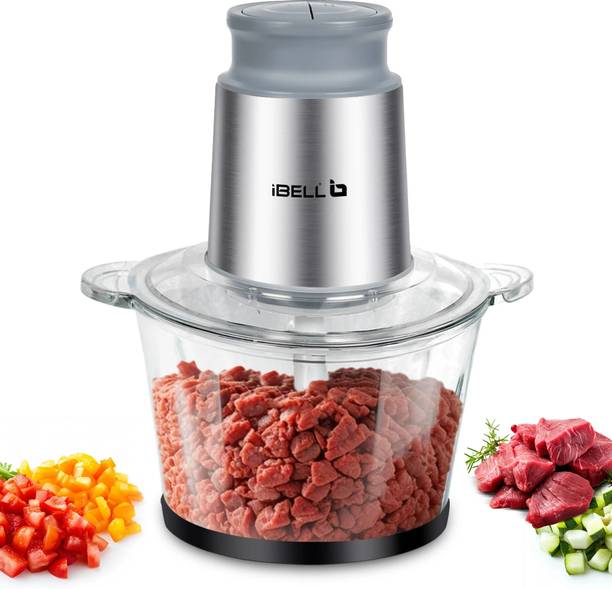 iBELL MT200GM Meat Mincer,700W, 2 Litre Glass Bowl, 4 SS Blades, Multi Purpose Chopper Electric Meat Grinder