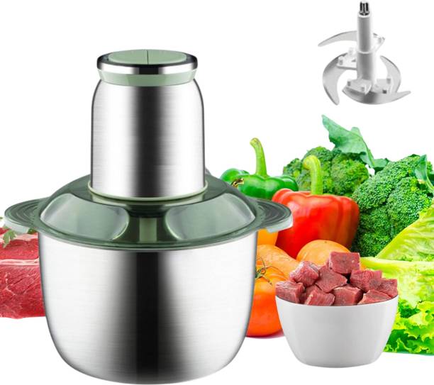 parspar Multifunctional Stainless Steel Food Processor, 220W Motor - 2 Speed Modes Electric Meat Grinder