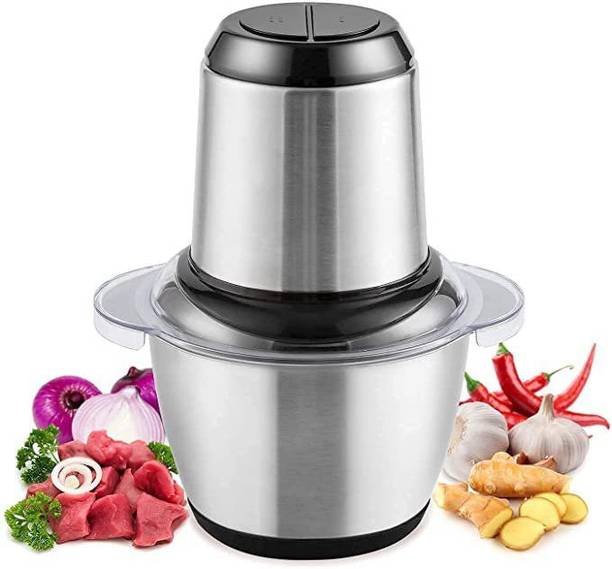 khorduExpo Meat Grinder 2L Electric Food Chopper Steel Meat Grinder Vegetable Fruit Nuts Electric Meat Grinder
