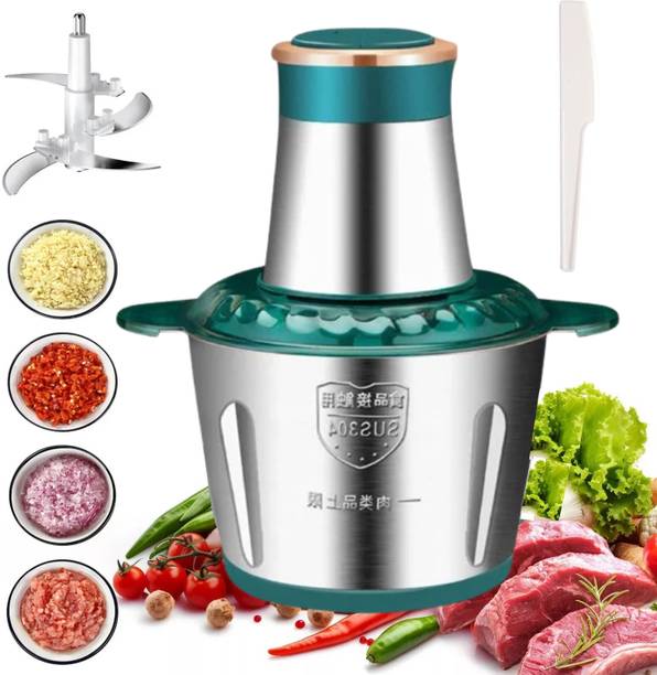 BIYALI Fully Automatic 3L Meat Mincer & Food Processor | 300W | 4 Blades For Vegetables Electric Meat Grinder