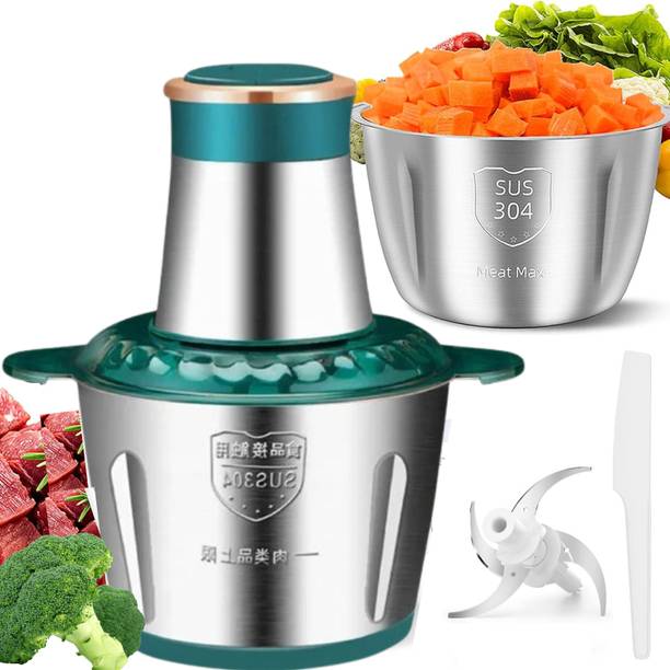 parspar Multi-Purpose 3L Electric Food Chopper & Mincer | 300W | Stainless Steel (Green) Electric Meat Grinder