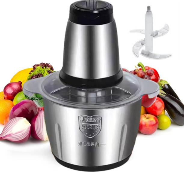 SAMVAT 250W Stainless Steel Electric Food Chopper with 2L Steel Bowl & 4 Blades Electric Meat Grinder