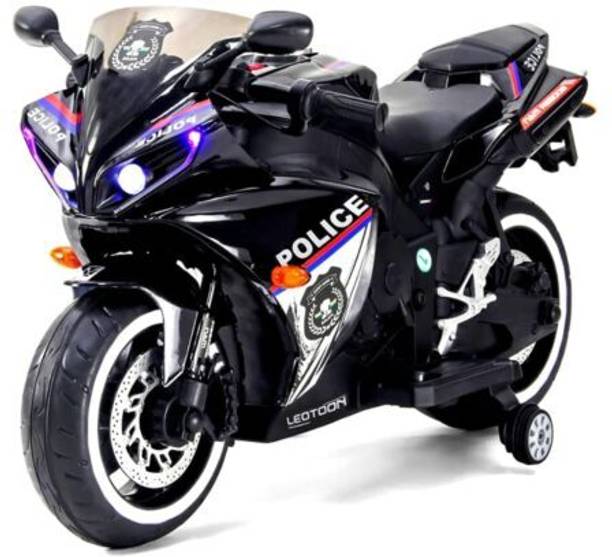 BHUVID Kids ride on battery operated Police bike with glossy paint Bike Battery Operated Ride On