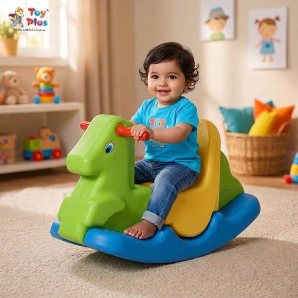 Toy Plus Toy Plus horse-shaped Rokers - Green face Rideons & Wagons Non Battery Operated Ride On