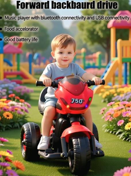 oh baby Zippy Ninja Ev With Music And Lights, Forward and Backward, Built in MP3 player Bike Battery Operated Ride On