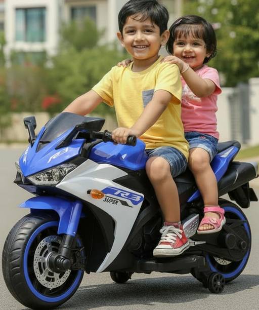 Wishmaster Motorbike for 3–8 Year Kids | 2 Seater | Music Player | Hand Accelerator Bike Battery Operated Ride On