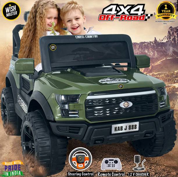 Wishmaster Kids 4 Motor Electric Battery Car With Baby Driving + Parents Remote To Control Jeep Battery Operated Ride On