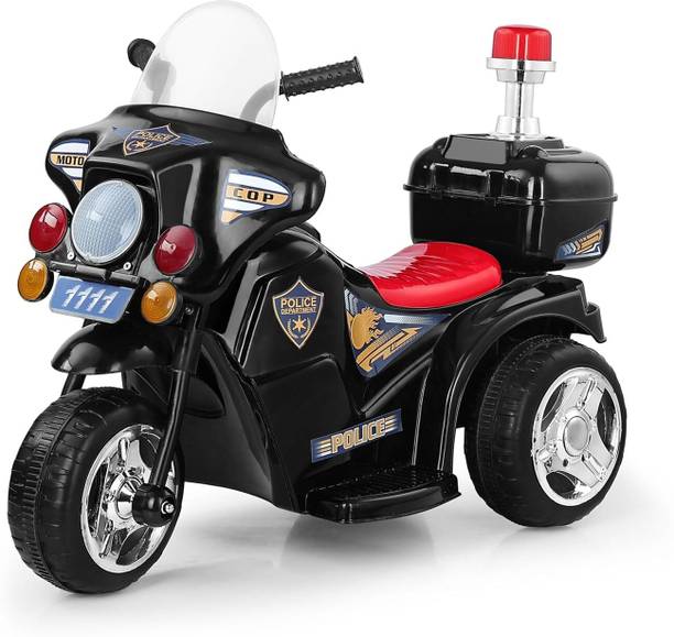 BabyGo Electric Bike for Kids | Police Bike | Music | LED Lights | Rechargeable 6V Bike Battery Operated Ride On