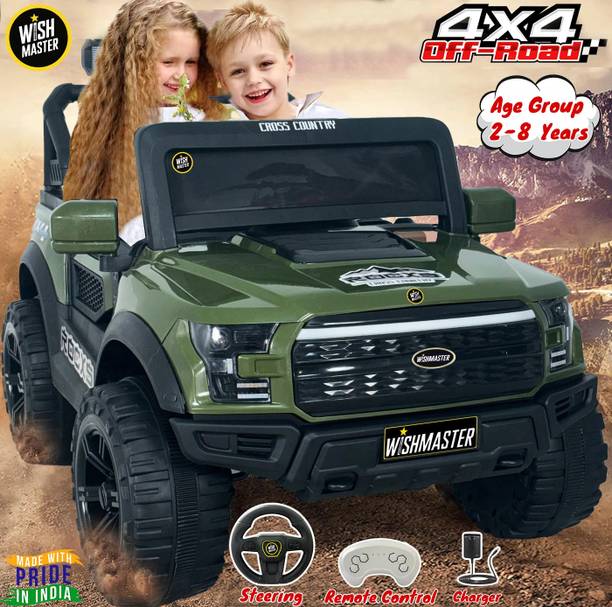 Wishmaster Kids 4 Motor Electric Battery Car With Baby Driving + Parents Remote To Control Jeep Battery Operated Ride On