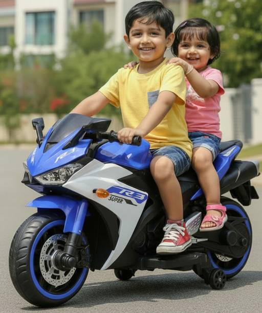 Wishmaster Motorbike for 3–8 Year Kids | 2 Seater | Music Player | Hand Accelerator Bike Battery Operated Ride On