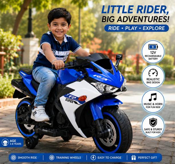 URBANTOTS Urban Tots Super RRR Electric Ride-On Bike for Kids (Blue ) Bike Battery Operated Ride On