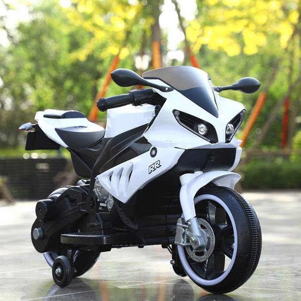स्मॉल बॉय टॉयज़ R7 MINI WHITE BIKE (1-4YRS) 12V Battery operated bike, FOOT RACE बैटरी संचालित राइड ऑन