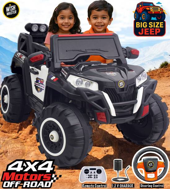Wishmaster 5 motor 4x4 Big Size Driving Car Remote , Mobile App Control + Steering Drive Jeep Battery Operated Ride On