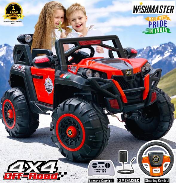 Wishmaster 5 motor 4x4 Big Size Driving Car Remote , Mobile App Control + Steering Drive Jeep Battery Operated Ride On