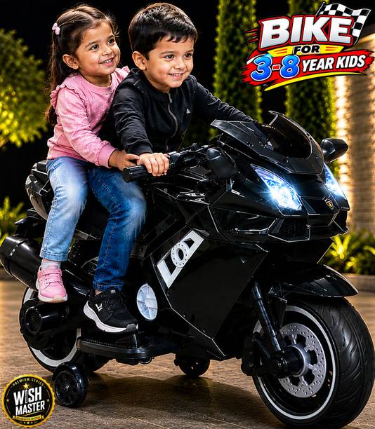 Wishmaster Kids Sports Bike with LED Lights, Music, USB Connectivity and Cool Design Bike Battery Operated Ride On