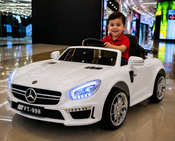 SmallBoyToys DC White Battery Opered Ride on car With music, LED lights, Remote, Music System Car Battery Operated Ride On